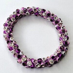 Purple and White Rhinestone Stretch Bracelet